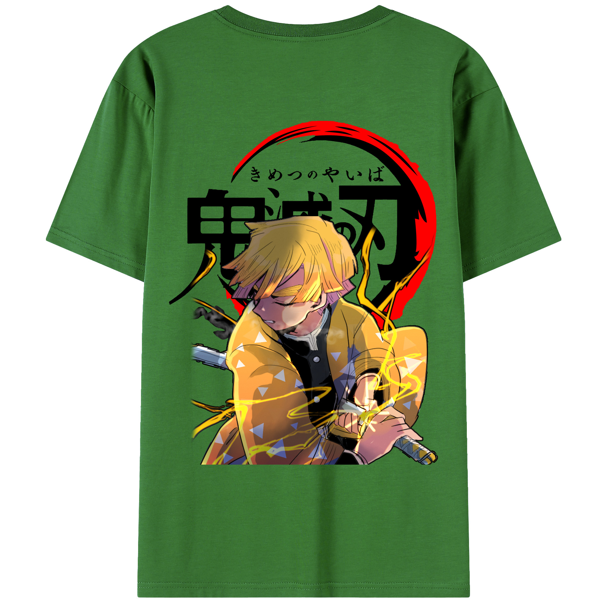 （画像用） 鬼滅の刃（きめつのやいば）我妻 善逸／あがつま ぜんいつ Agatsuma Zenitsu レディース半袖Tシャツ(バックプリント)